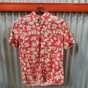 J Crew Mens Size Large Coral Floral Short Sleeve